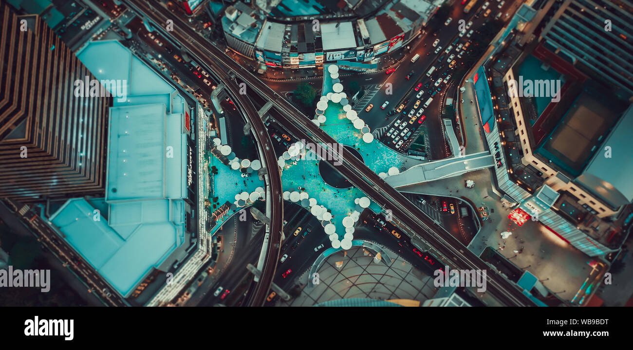 MBK Skywalk Blick von oben in Bangkok, Thailand Stockfoto