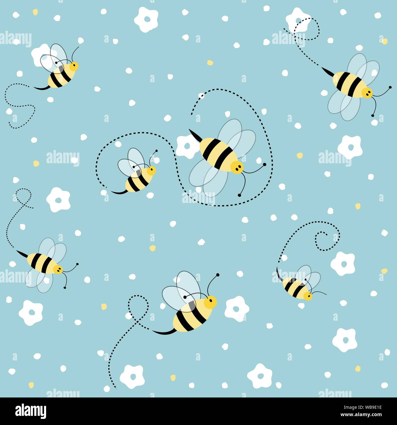 Nahtlose florales Muster mit Bienen Stock Vektor