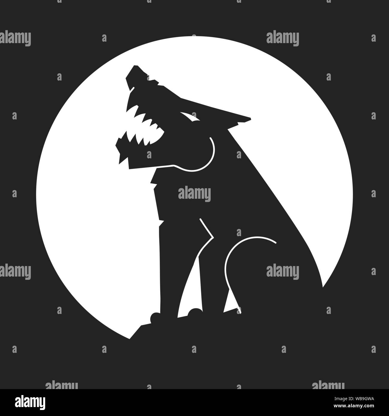 Silhouette der Wolf. Vektor Logo Vorlage. Vector Illustration für T-Shirts, Flyer, Textilien Stock Vektor