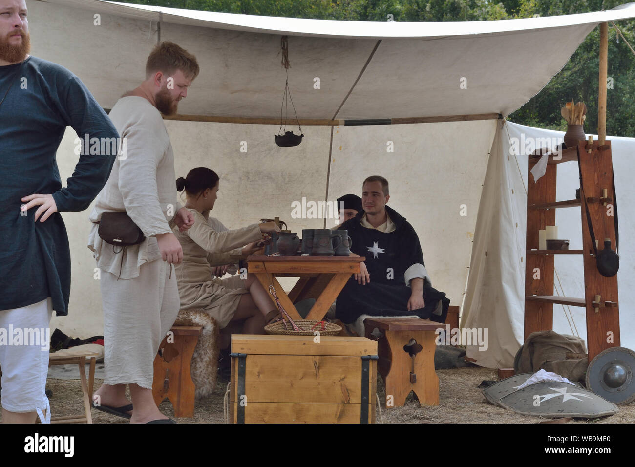 Der dritte Tag des internationalen Medieval Festival 'nur' im Kloster Manasija, Despotovac, Serbien, Europa 25. Aug. 2019 Stockfoto