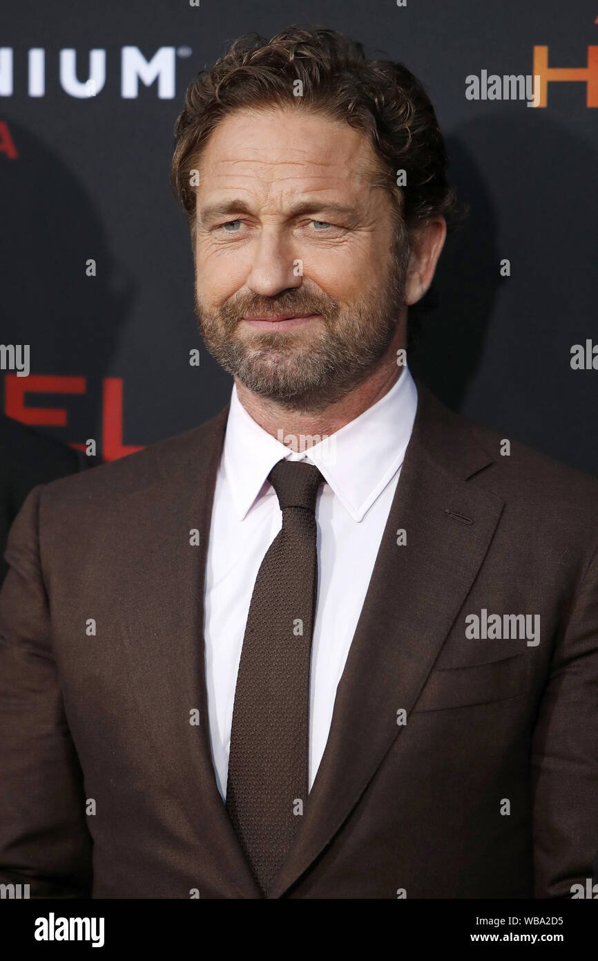 August 21, 2019, Westwood, CA, USA: LOS ANGELES - 21.August: Gerard Butler bei den ''Engel ist gefallen'' Premiere im Village Theatre am 21. August 2019 in Westwood, CA (Credit Bild: © Kay Blake/ZUMA Draht) Stockfoto