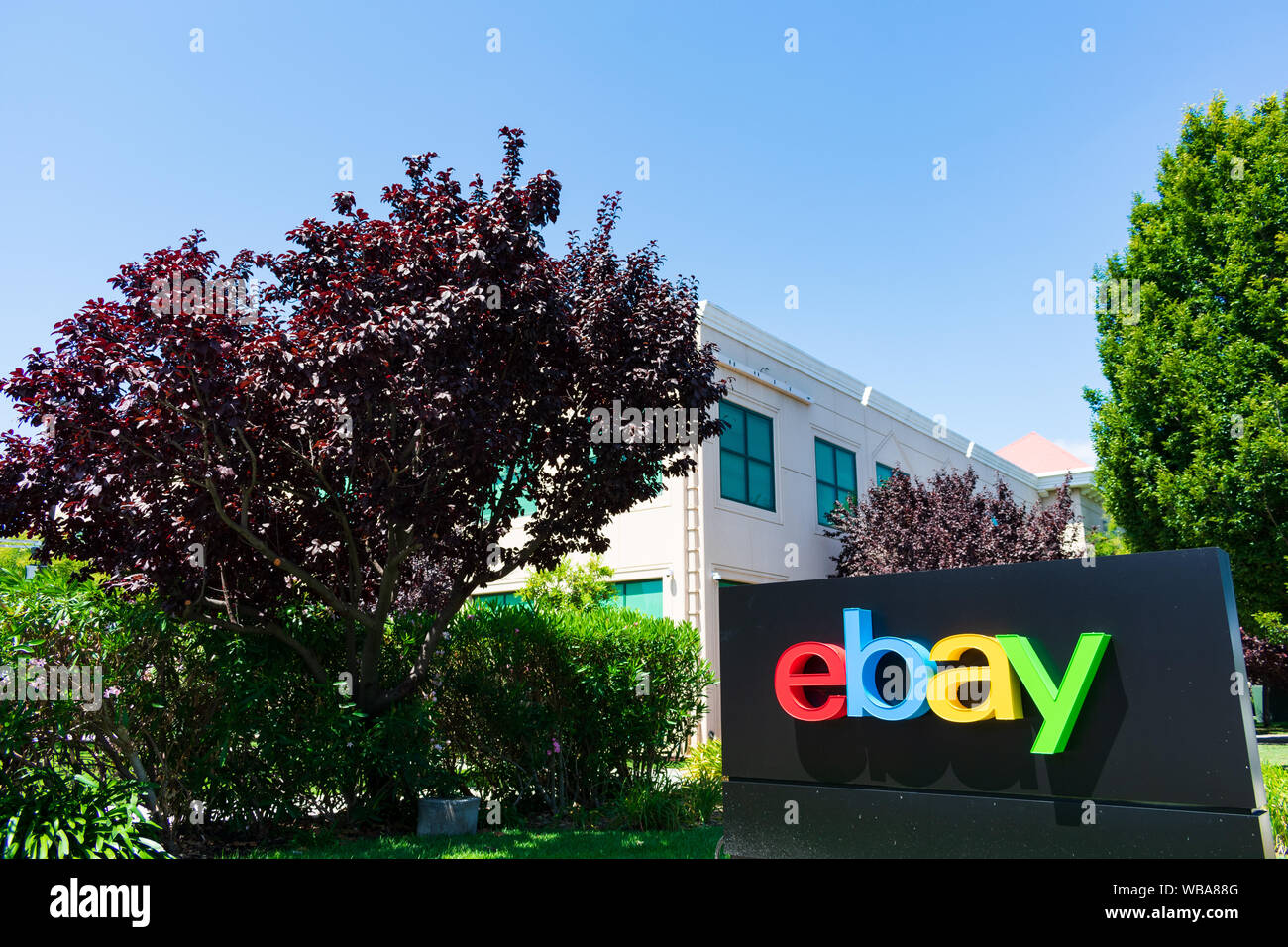 EBay Zeichen in der Nähe von Silicon Valley Campus. eBay. ist ein multinationales e-commerce Corporation Stockfoto