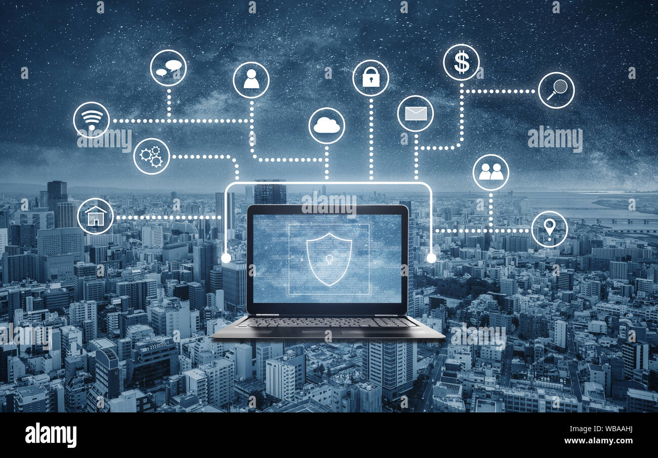 Internet und online-Netzwerk und cyber Data Security System Technologie Stockfoto