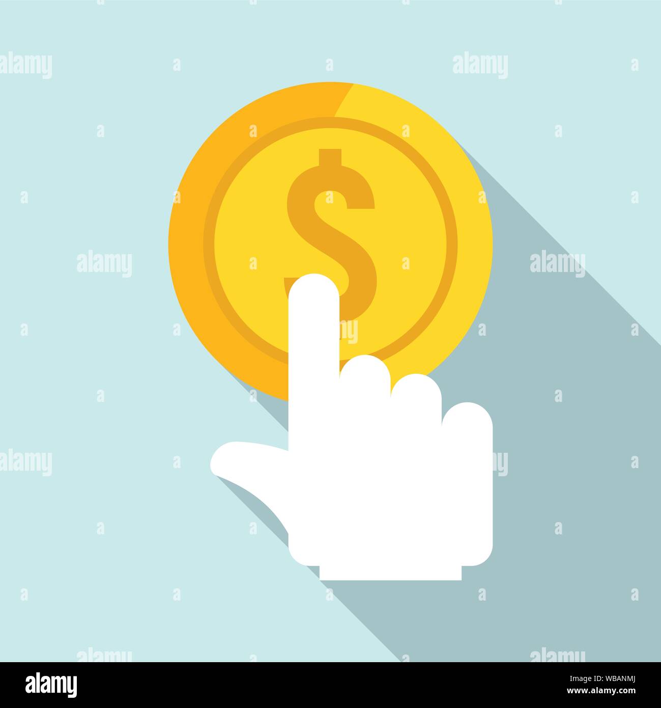 Klicken Sie auf Münze gold Symbol. Flache Abbildung: Klicken Sie auf gold coin Vektor Symbol für Web Design Stock Vektor