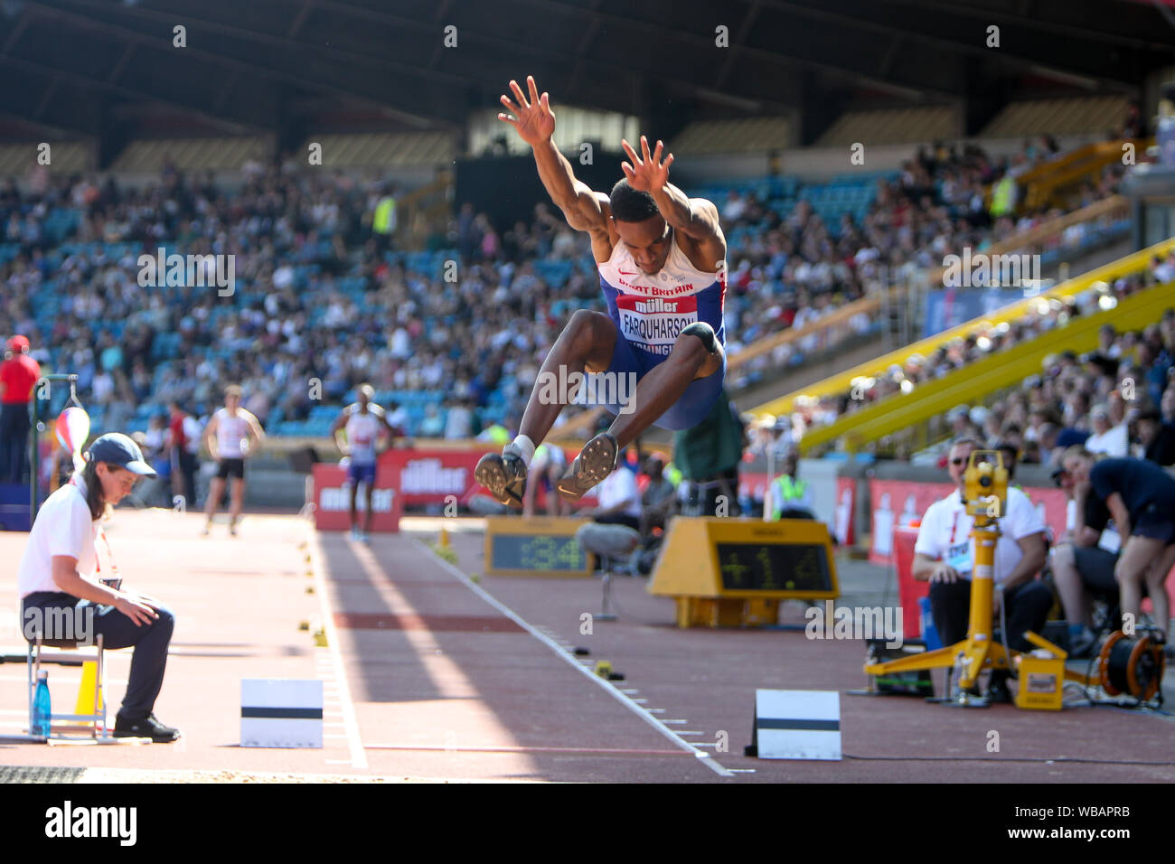 Herren Doppel springt auf die Muller britischen Leichtathletik WM, Birmingham Stockfoto