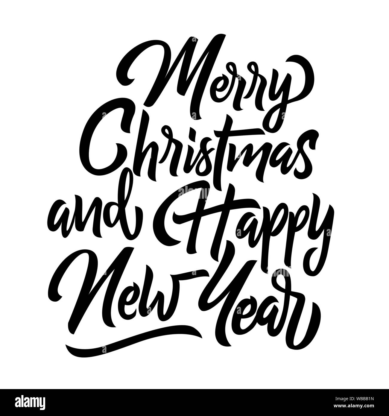 Frohe Weihnachten und guten Rutsch ins neue Jahr Handschrift Schriftzug isoliert Stock Vektor