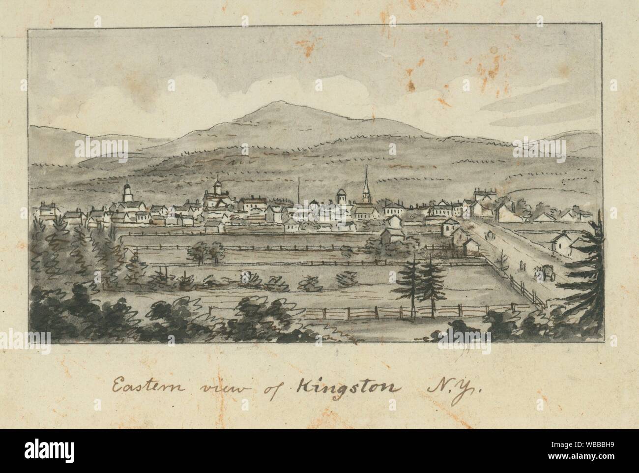 Östliche Sicht von Kingston NEW YORK Friseur, John Warner (1798-1885) (Künstler). I. N. Phelps Stokes Sammlung amerikanischer historische Drucke Einzelnen Stockfoto