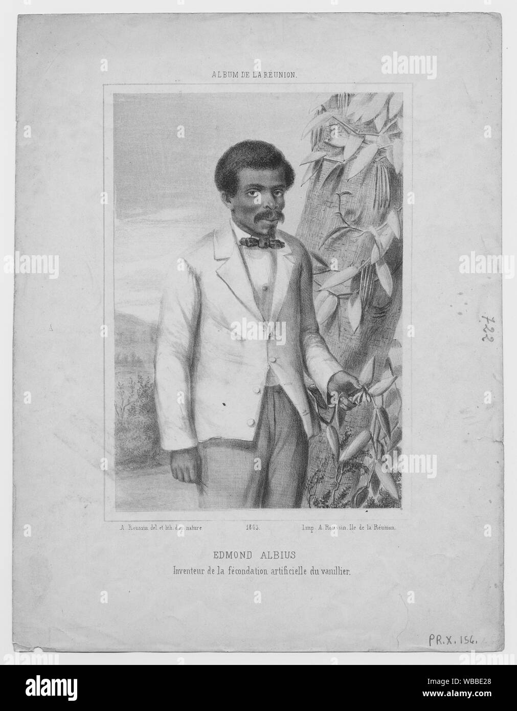 Edmond Albius inventeur de la fécondation artificielle du vanillier. Roussin, Antoine (1819-1894) (lithograph). Print Collection Sklaverei Sklaven. Stockfoto