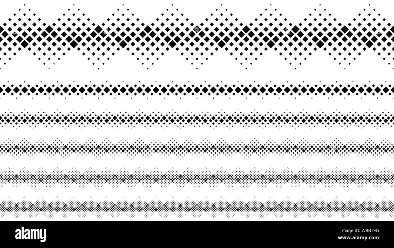Quadratischen Muster Seite divider Set - Schwarz und Weiß abstract Vector Graphic Design Elemente aus Quadraten Stock Vektor