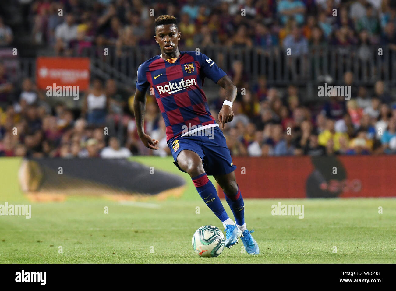 Barcelona, Spanien. 25 Aug, 2019. Nelson Semedo des FC Barcelona im Spiel FC Barcelona gegen Real Betis, der LaLiga, Saison 2019/2019, Datum 2. Das Stadion Camp Nou. Barcelona, Spanien, 25. Aug 2019. Credit: PRESSINPHOTO/Alamy leben Nachrichten Stockfoto