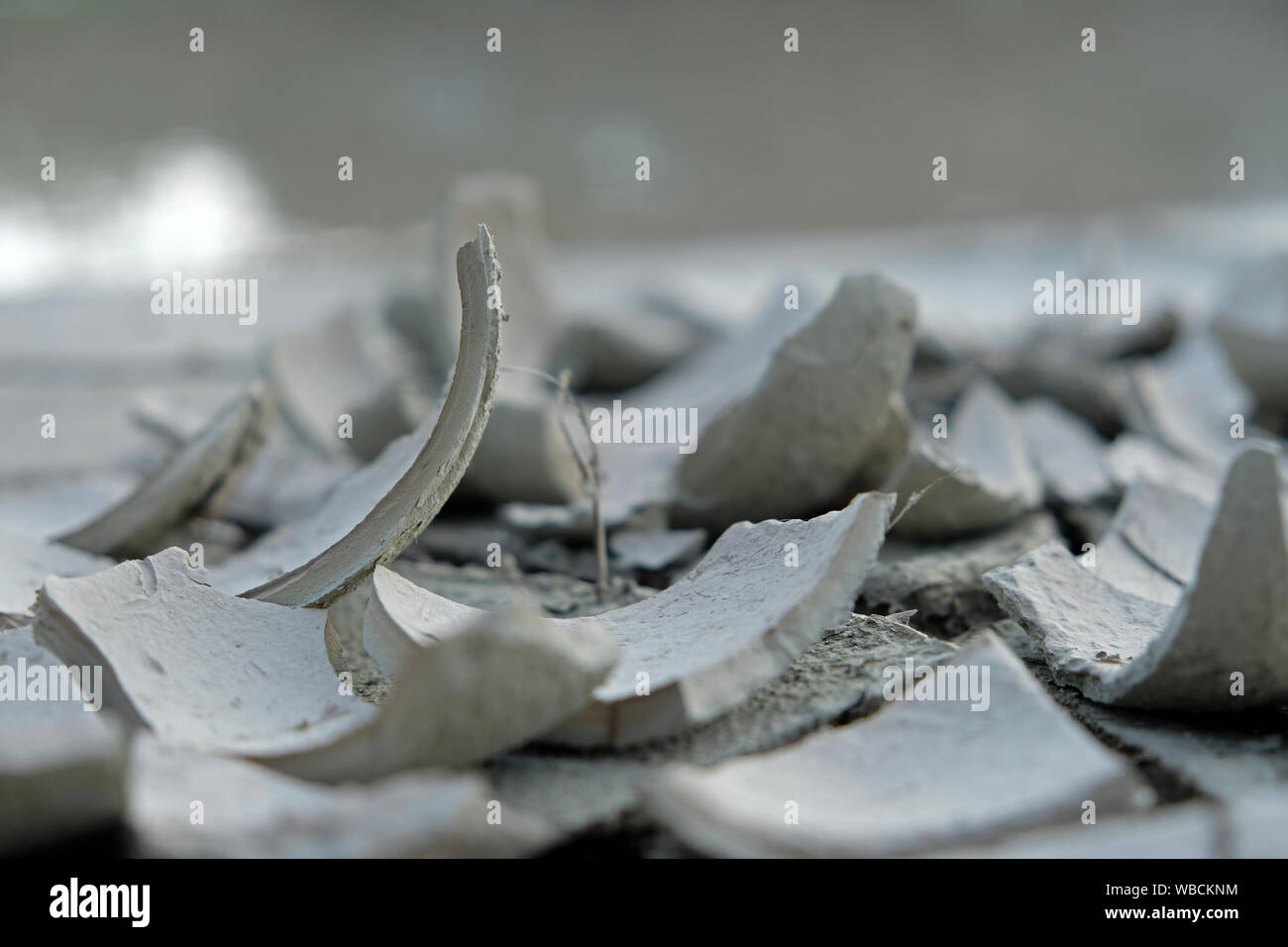 Der globale Klimawandel ist eine Bedrohung für die Welt. Ablagerungen der entwässerten Böden bilden interessante Formen Stockfoto