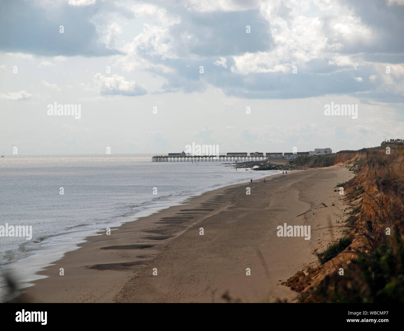 Der Strandabschnitt, der von Covehithe zu Southwold in Suffolk. Stockfoto