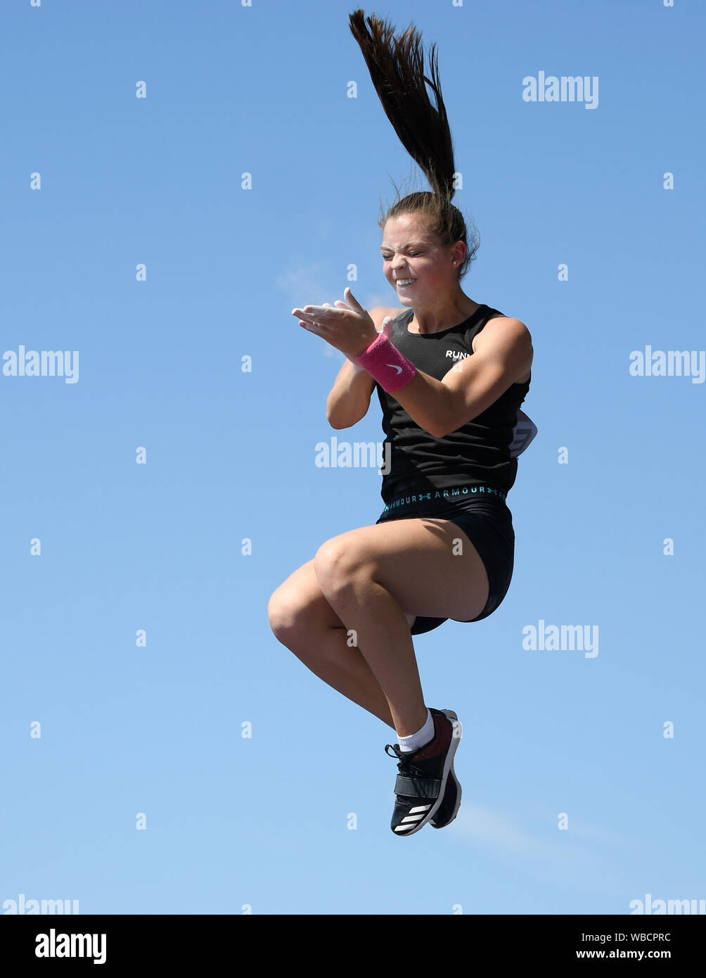 Birmingham, Großbritannien. 25 Aug, 2019. Elizabeth EDDEN der BIRCHFIELD HARRIES in Aktion während der Frauen Stabhochsprung an der Muller britischen Leichtathletik WM Alexander Stadium, Birmingham, England Stockfoto