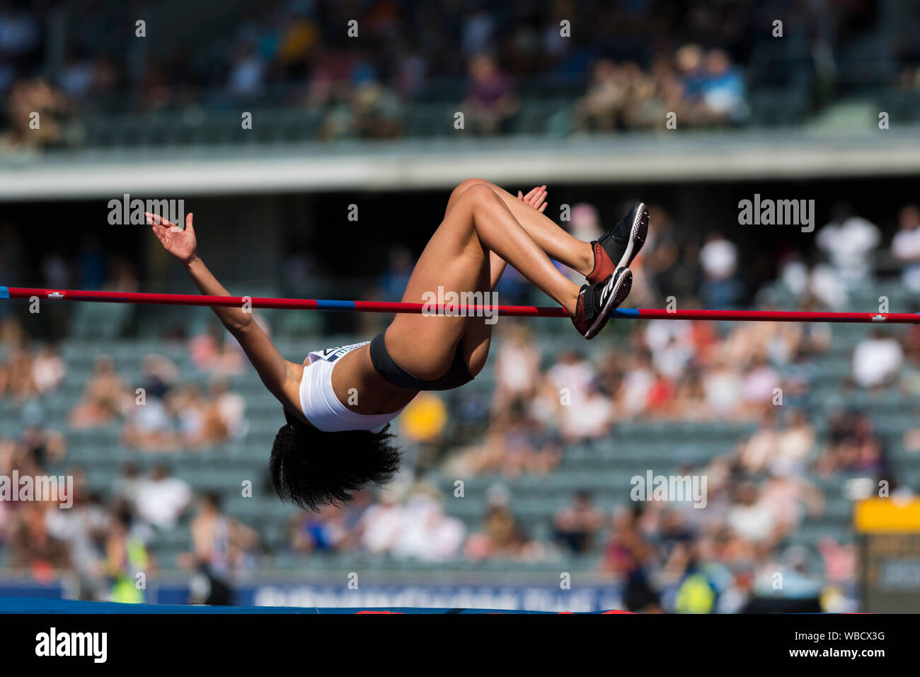 Birmingham, Großbritannien. 25 August, 2019. Laura ZIALOR von Marshall Milton Keynes ein C in Aktion während der Frauen Hochsprung an der Muller britischen Leichtathletik WM Alexander Stadium, Birmingham, England Stockfoto