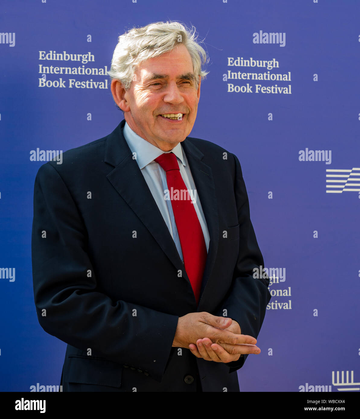 Edinburgh, Schottland, Großbritannien, 26. August 2019. Edinburgh International Book Festival. Im Bild: Gordon Brown, der ehemalige Premierminister und Führer der Labour Party von 2007 bis 2010, spricht über den Ort von Schottland in Großbritannien und Europa, den Aufstieg des Populismus und die Herausforderungen der nationalen Identität auf der Book Festival Stockfoto