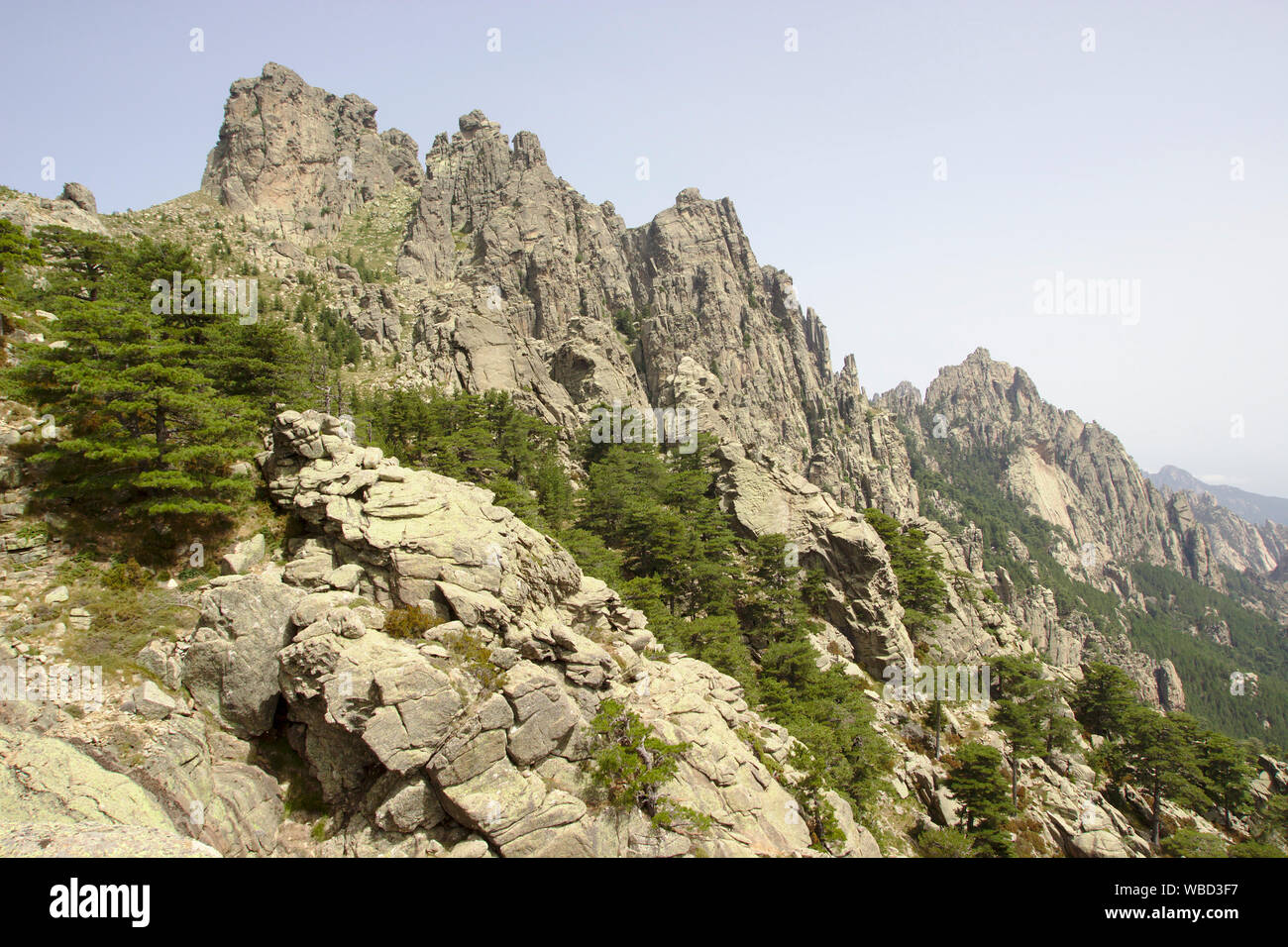 Aiguilles de Bavella, Frankreich, Korsika, alpine Variante des GR 20. Stockfoto