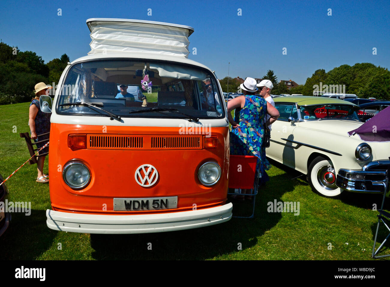 August Bank Holiday Montag 2019. VW Wohnmobil in der Classic Car Show in Niederösterreich Fete, Buckinghamshire, Großbritannien. 26/8/19. Stockfoto