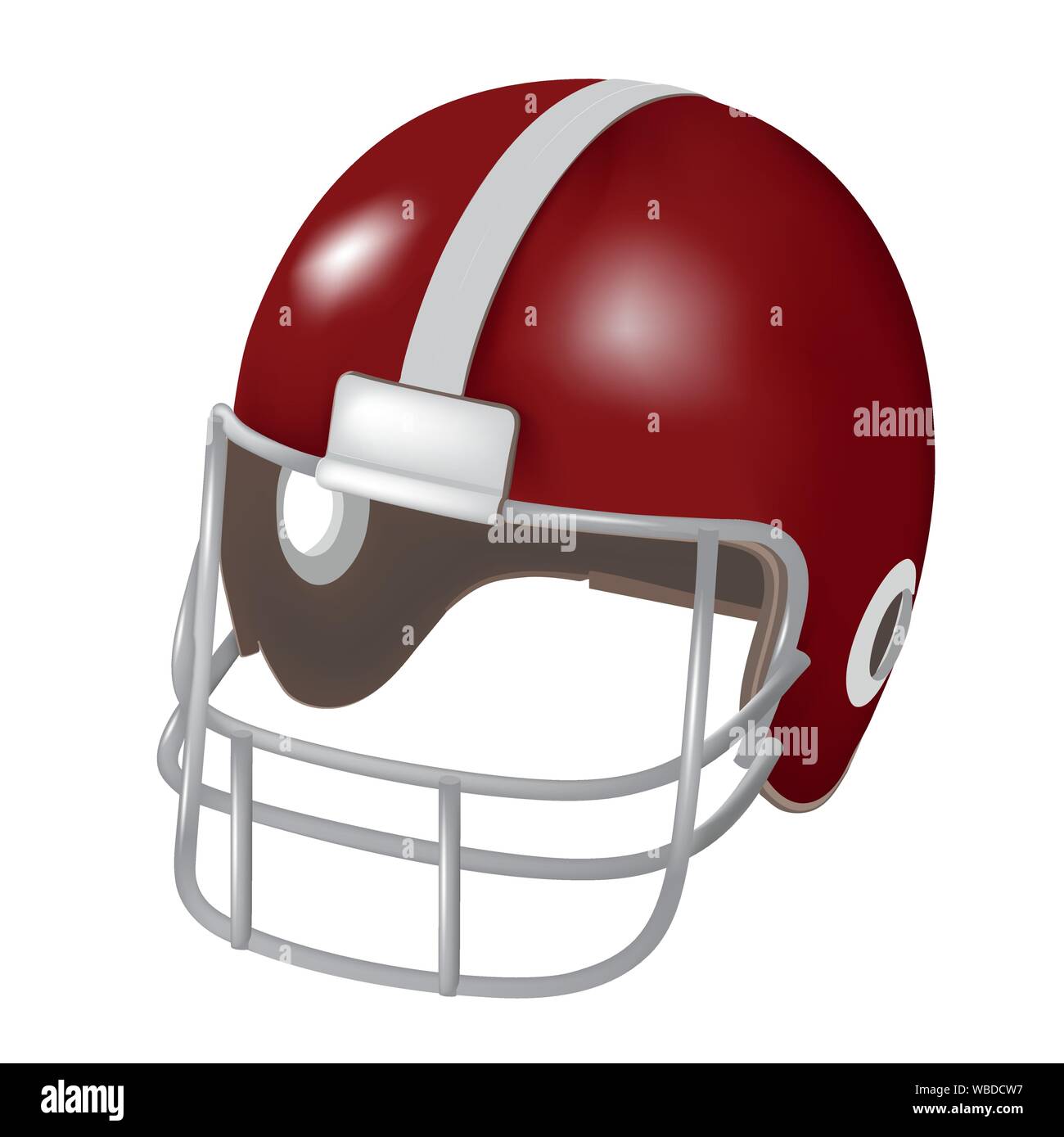 Vintage Helm Fußball rot mit isoliert auf weiss Stock Vektor