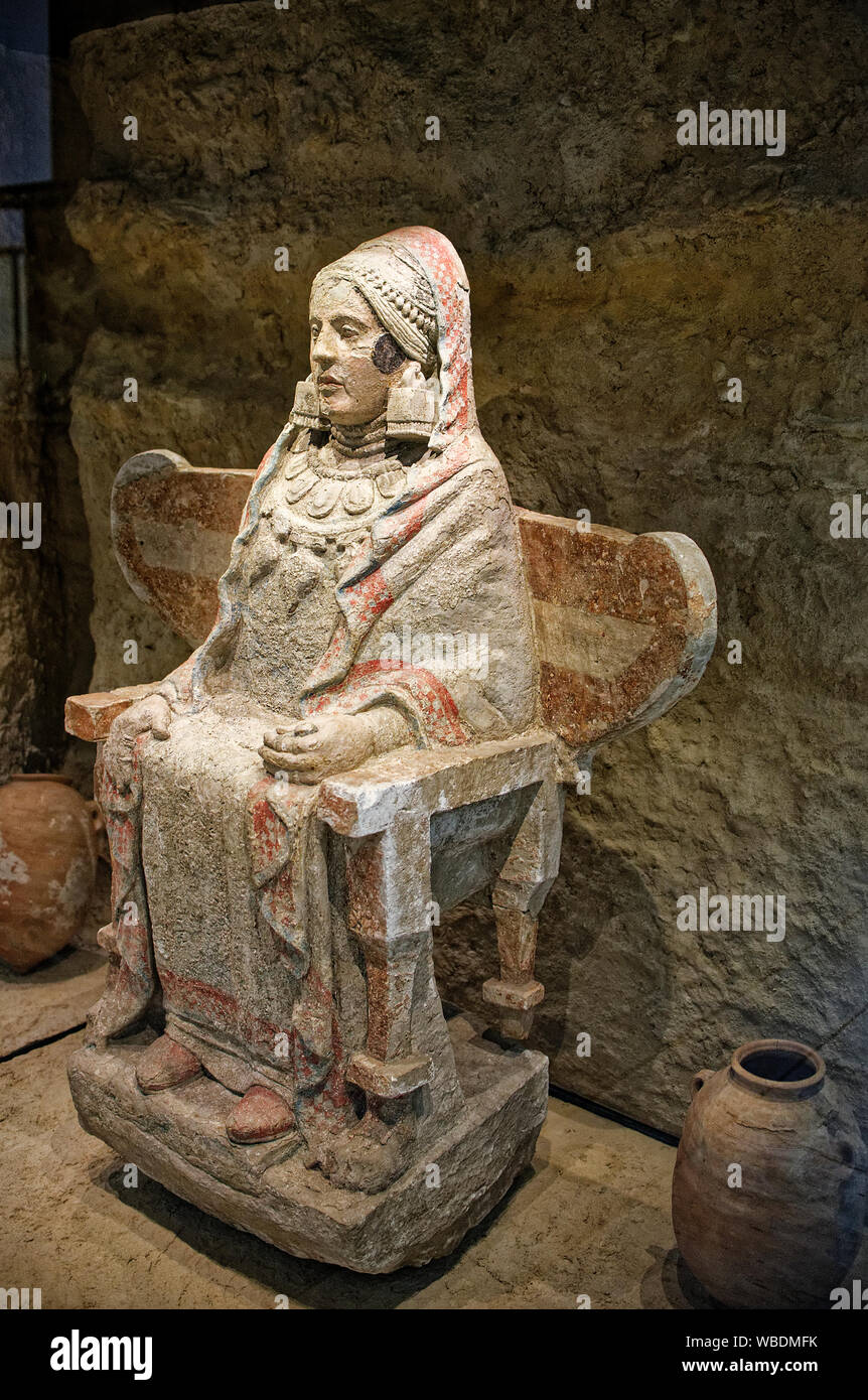 Madrid, Spanien. 25 August, 2019. Frau von Baza aus der Nekropole von Baza, Granada. Kalkstein. Erste Hälfte des vierten Jahrhunderts v. Chr. Stockfoto