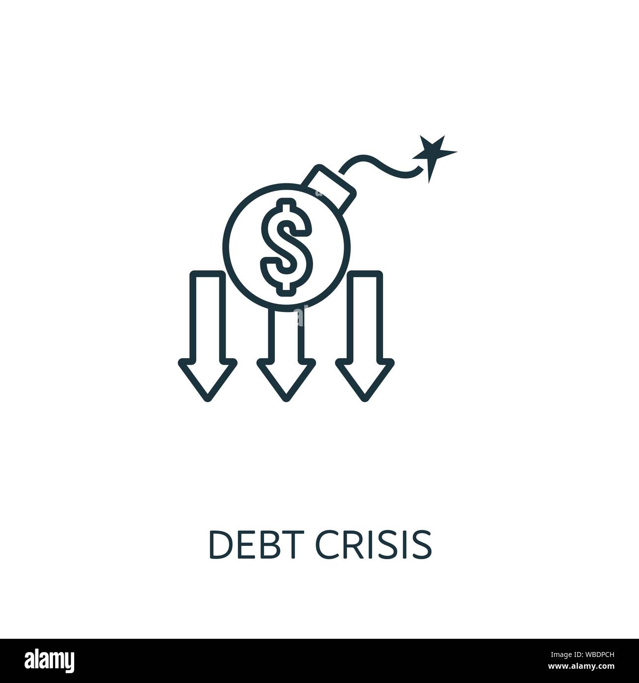 Schuldenkrise Umrisse Symbol. Thin Line Konzept Element vom Risikomanagement icons Collection. Kreative Schuldenkrise Symbol für mobile Apps und Internetnutzung Stock Vektor