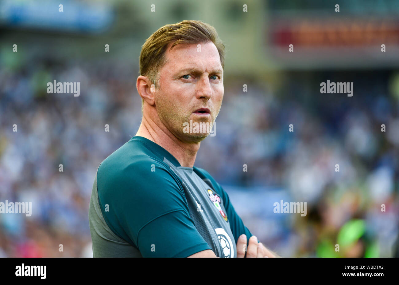 Southampton manager Ralph Hasenhuttl während der Premier League Match zwischen Brighton und Hove Albion und Southampton an der American Express Community Stadion, Brighton, 24. August 2019 die redaktionelle Nutzung nur. Kein Merchandising. Für Fußball Bilder FA und Premier League Einschränkungen Inc. kein Internet/Mobile Nutzung ohne fapl Lizenz - für Details Kontakt Fußball Dataco Stockfoto