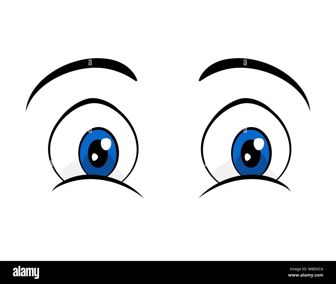 Blaue Augen comic cartoon Design auf weißem Hintergrund Stock Vektor