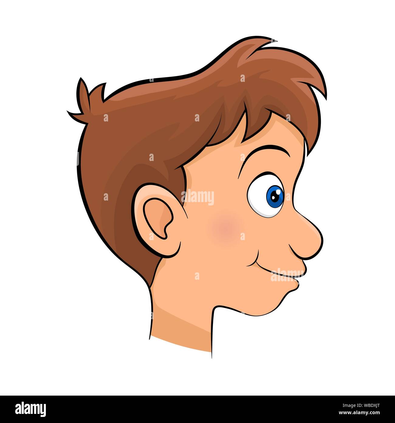American Boy Kopf Gesicht Seitenansicht cartoon Design auf weißem Hintergrund Stock Vektor
