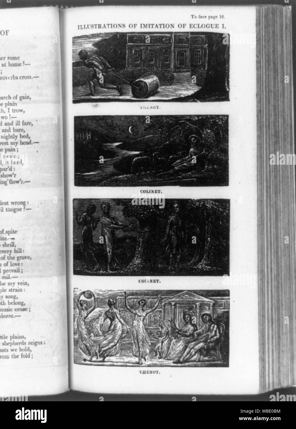 Vier Holzstichen illustriert Ambrosius Phillips' Nachahmung von eclogue Abstract / Medium: 4 Drucke (1 Blatt): Holzstiche. Stockfoto