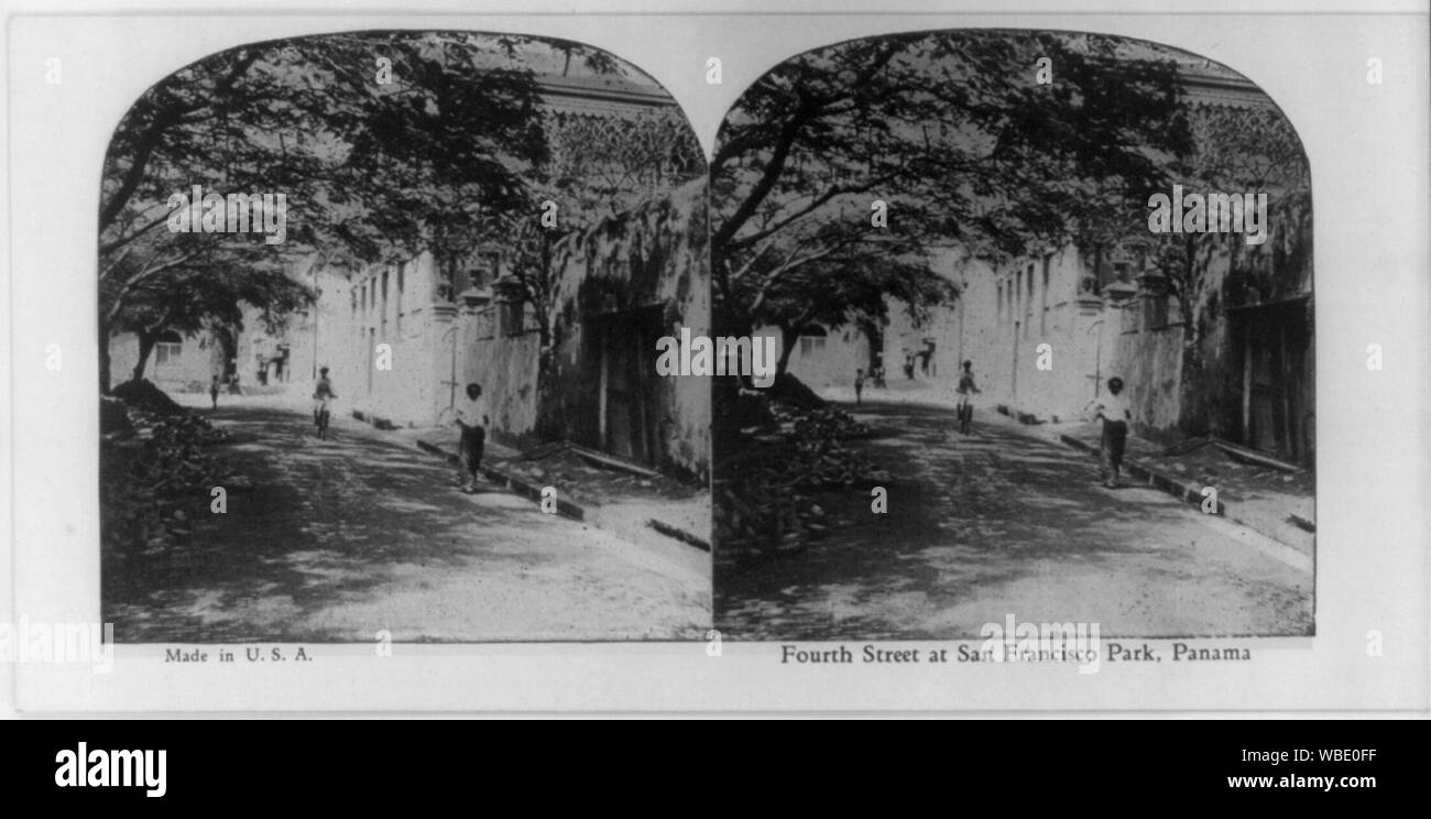 Fourth Street in San Francisco Park, Panama [Stadt] Abstract / Medium: 1 fotomechanischen Drucken auf stereo Karte: halftone Farbe stereograph. Stockfoto