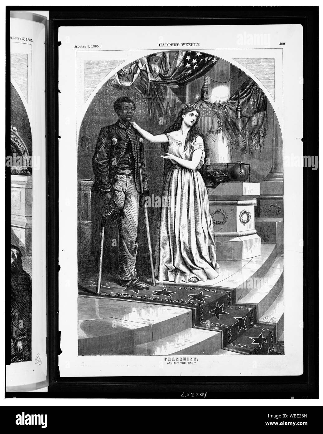 Franchise. Und nicht der Mann? /Th. Nast. Abstract / Medium: 1 Print: holzstich. Stockfoto