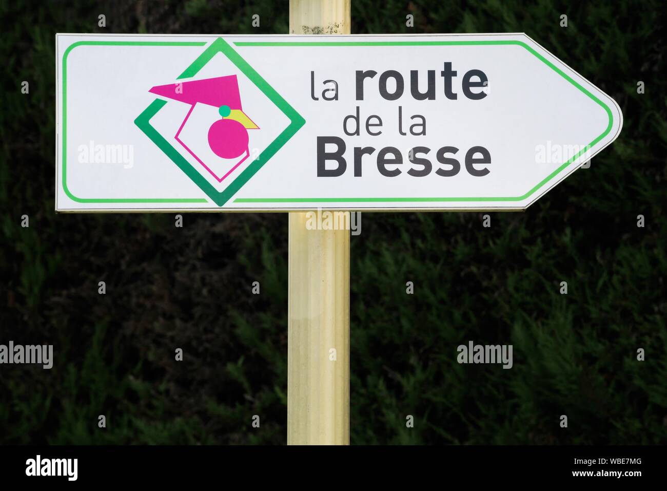 Montrevel-en-Bresse, Frankreich - 10. August 2019: Route der Bresse. Bresse ist eine ehemalige französische Provinz, die in der Departement Ain befindet. Stockfoto