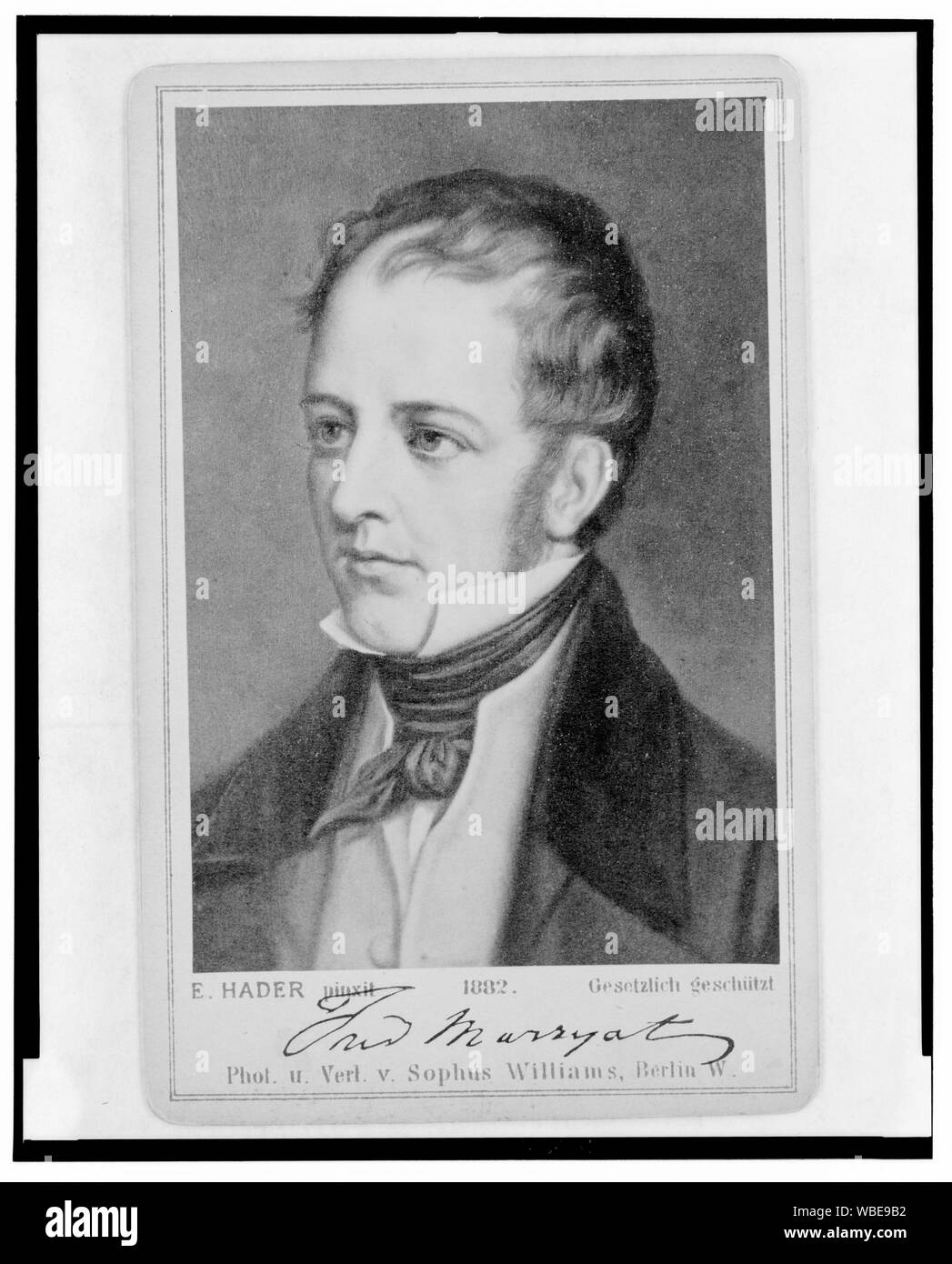 Frederick Marryat, britischer Marineoffizier und Romancier, Kopf und Schultern hoch, nach links]/E.Hader, pixnit; phot. u. verl. v. Sophus Williams, Berlin W Abstract / Medium: 1 Foto auf carte de visite montieren. Stockfoto