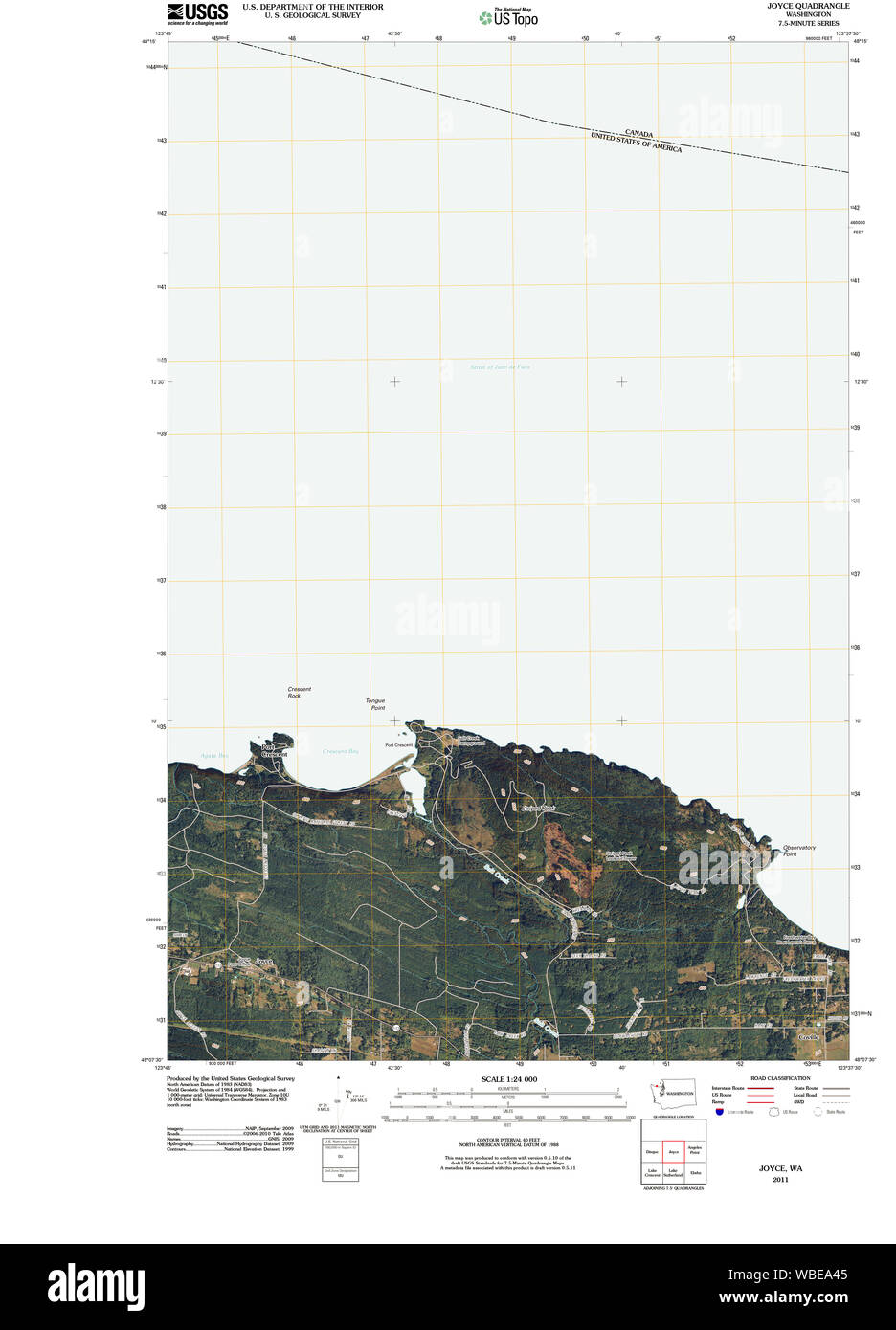 USGS Topo Karte Staat Washington Joyce wa tnm-Wiederherstellung Stockfoto