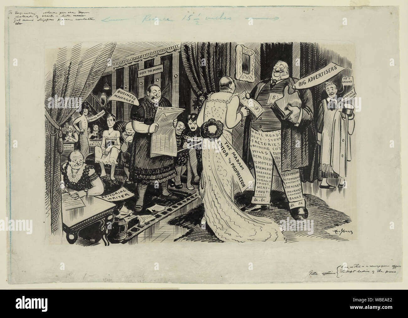 Die Freiheit der Presse] / Kunst jungen Abstrakten/Medium: 1 Zeichnung: Tusche über Graphit underdrawing; 46,4 x 66,2 cm (Blatt) Stockfoto