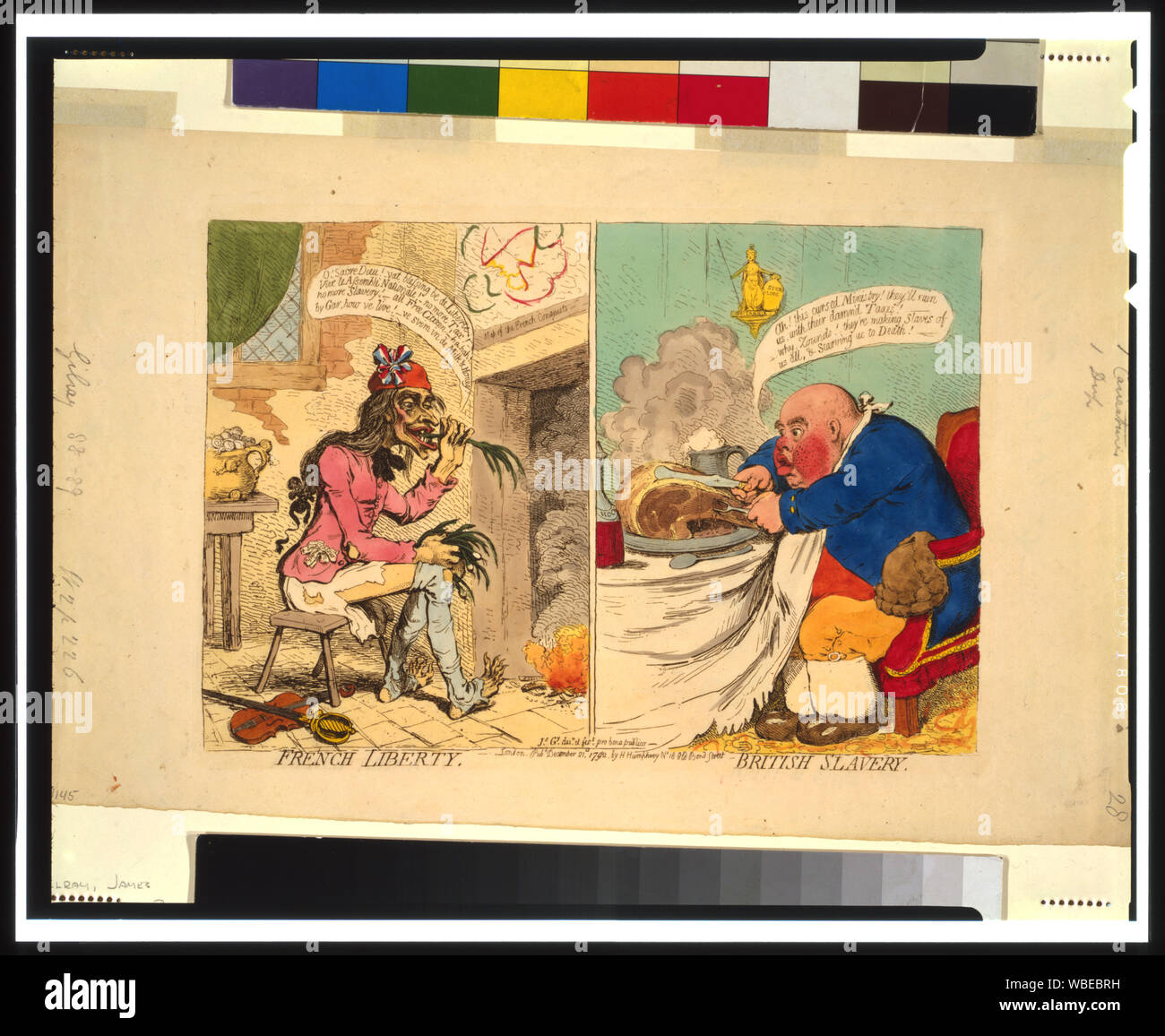 Französisch-britischen Freiheit Sklaverei/Js. Gy. Desn. et fect. pro bono publico. Abstract / Medium: 1 Print: Radierung, Farbe. Stockfoto