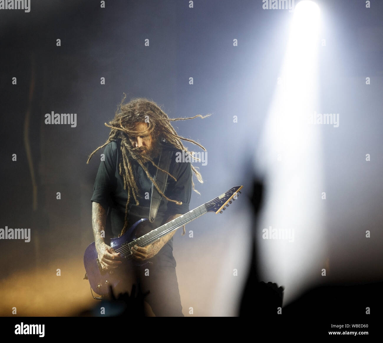 August 25, 2019, Englewood, Colorado, USA: Korn Gitarrist JAMES SHAFFER führt Sonntag Nacht im Pepsi Center in Denver, CO (Credit Bild: © Hector Acevedo/ZUMA Draht) Stockfoto