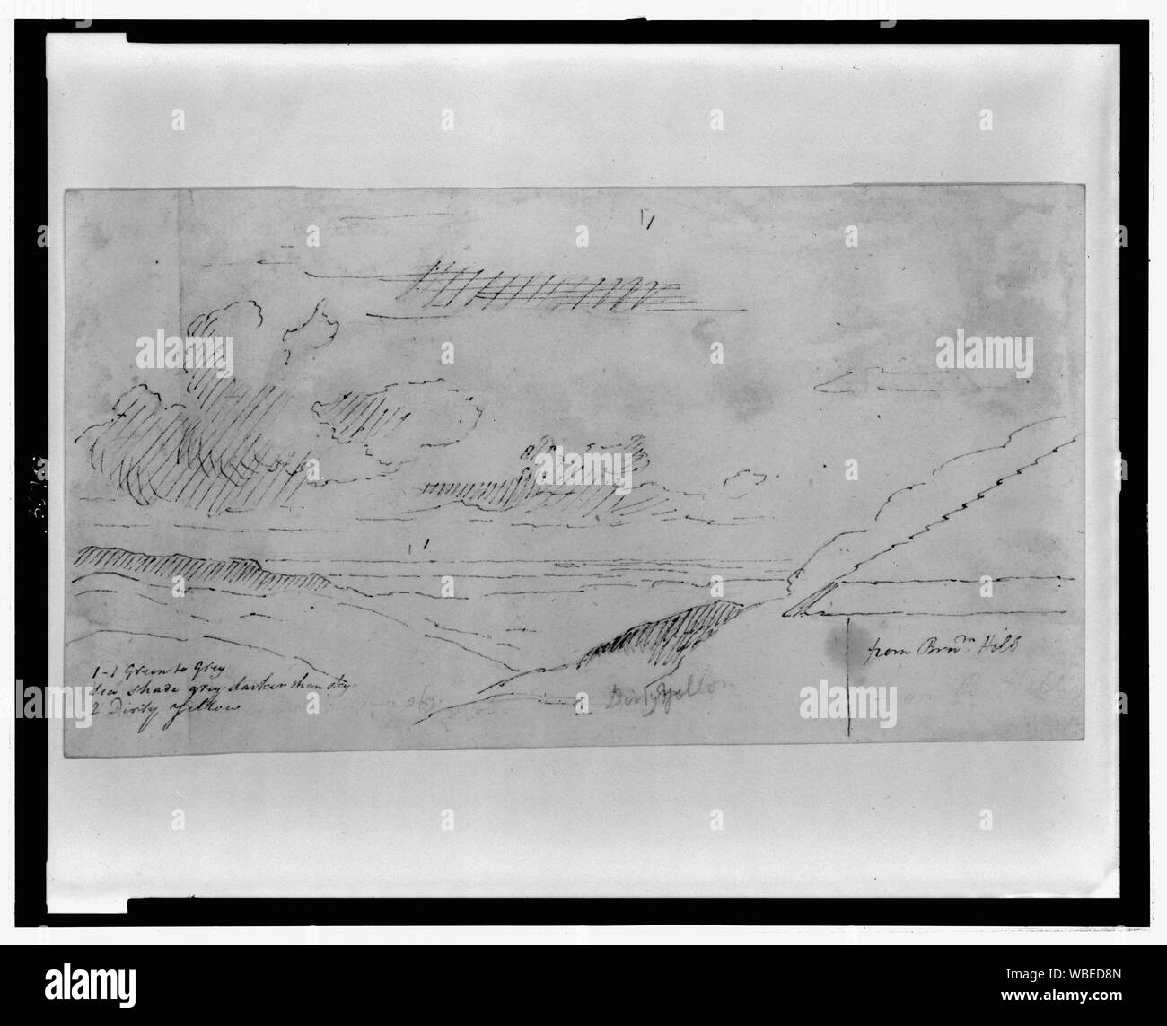 Von Br [a] n [tun] n Hill Abstract / Medium: 1 Zeichnung: Tusche und Graphit. Stockfoto