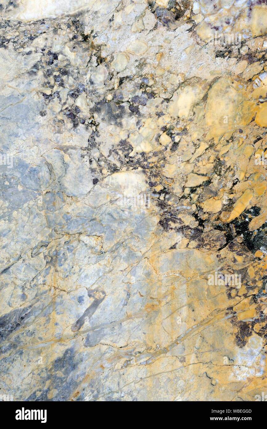 Alte polierte Carrara Marmor Stein Oberfläche Marmorierung. Pisa, Italien Stockfoto