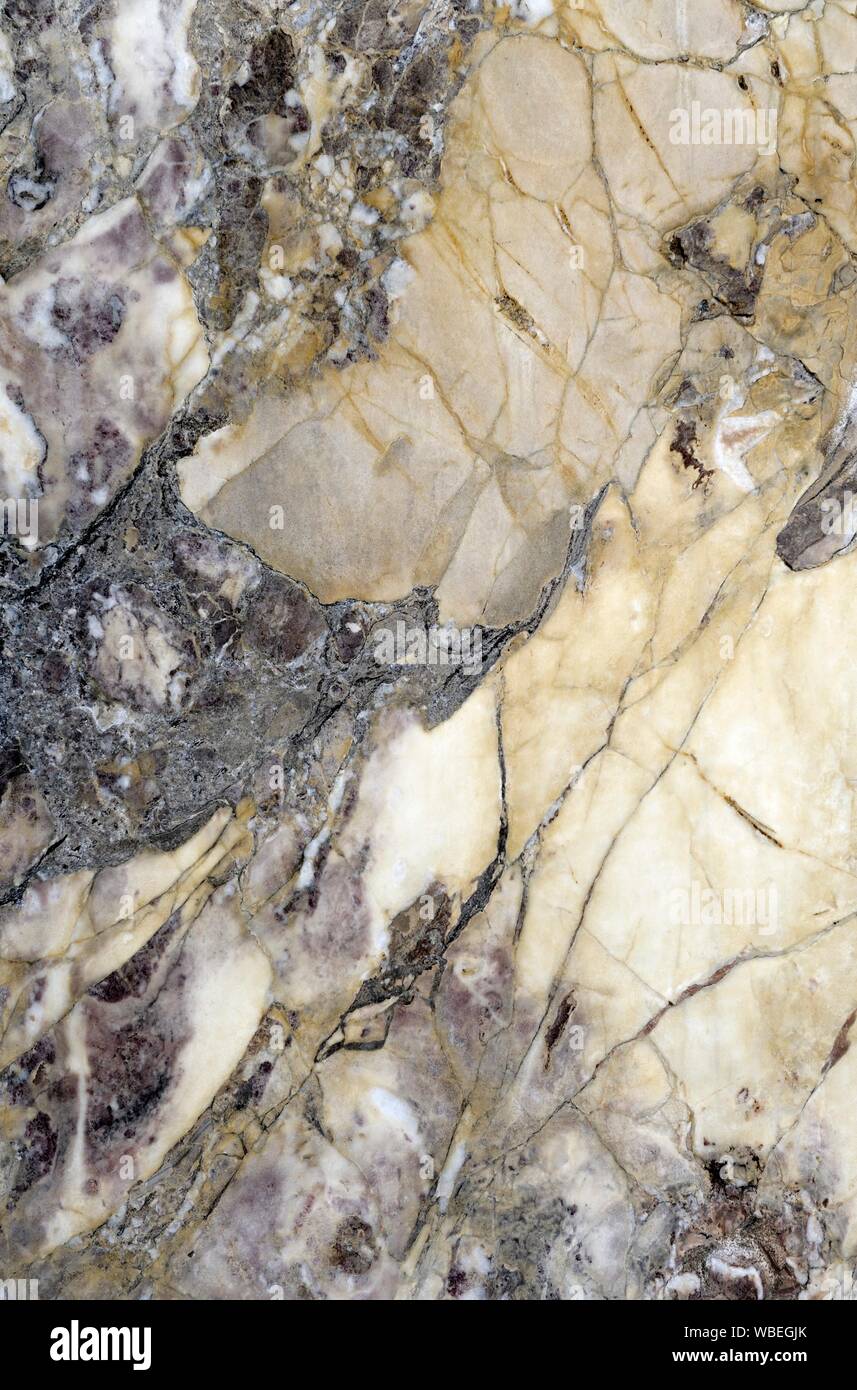 Alte polierte Carrara Marmor Stein Oberfläche Marmorierung. Pisa, Italien Stockfoto