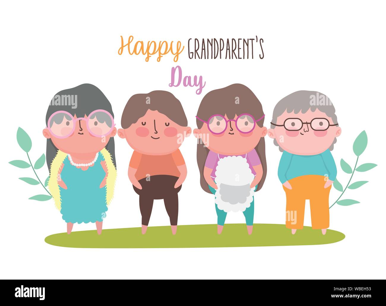 Gruppe Großväter und Großmütter - glückliche Großeltern-Tag cartoon Design Vector Illustration Stock Vektor
