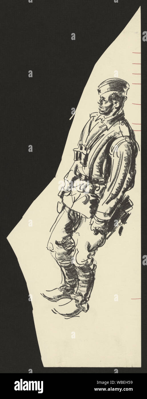 Full-length Portrait von unbekannter Amerikanischer Soldat, von der Seite gesehen, wahrscheinlich in Deutschland während des Zweiten Weltkrieges Abstract / Medium: 1 Print: Fotomechanischen. Stockfoto