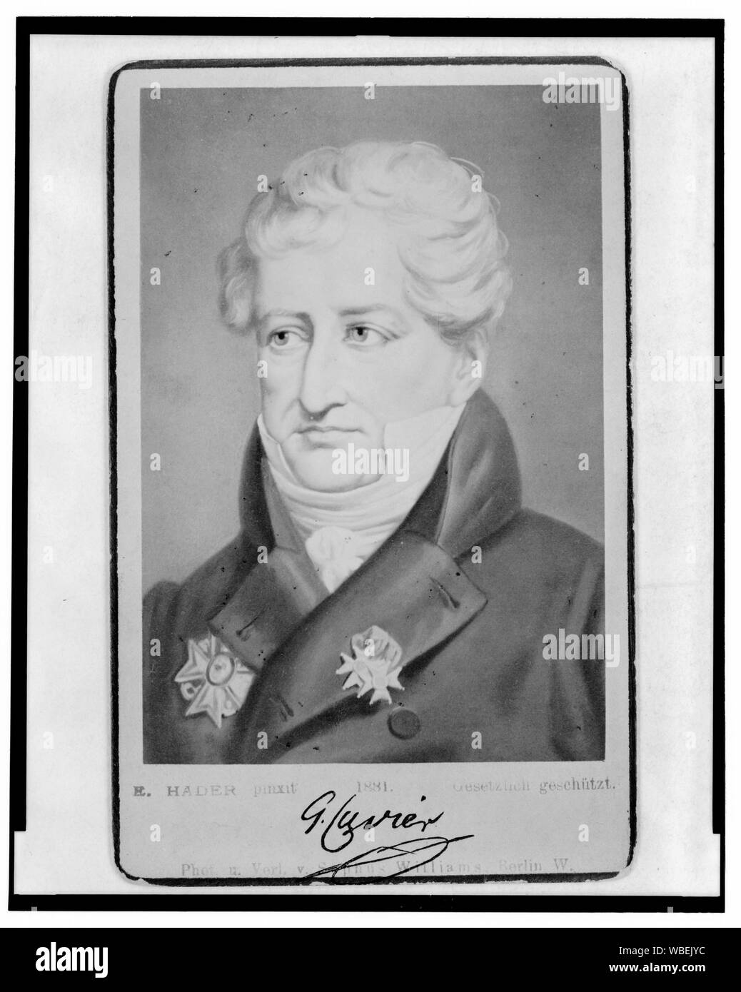 G. Cuvier/E.Hader, pixnit; Foto. u. Verl. v. Sophus Williams, Berlin W.. Abstract / Medium: 1 Foto auf carte de visite montieren. Stockfoto