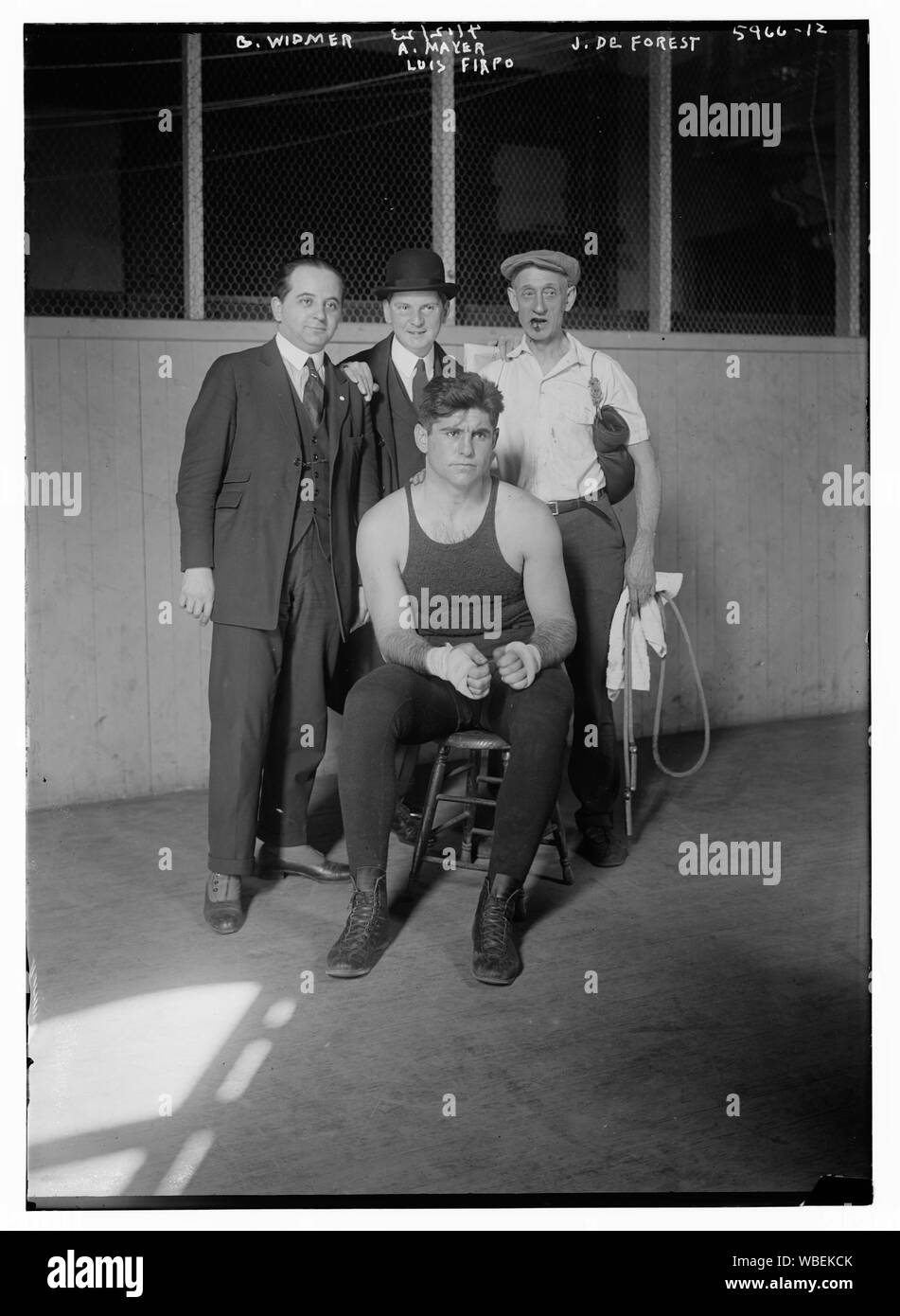 G. Widner, A. Mayer, Luis Firpo, J. De Wald, 4/12/23 Abstract / Medium: 1 Negativ: Glas; 5 x 7 in. oder kleiner. Stockfoto