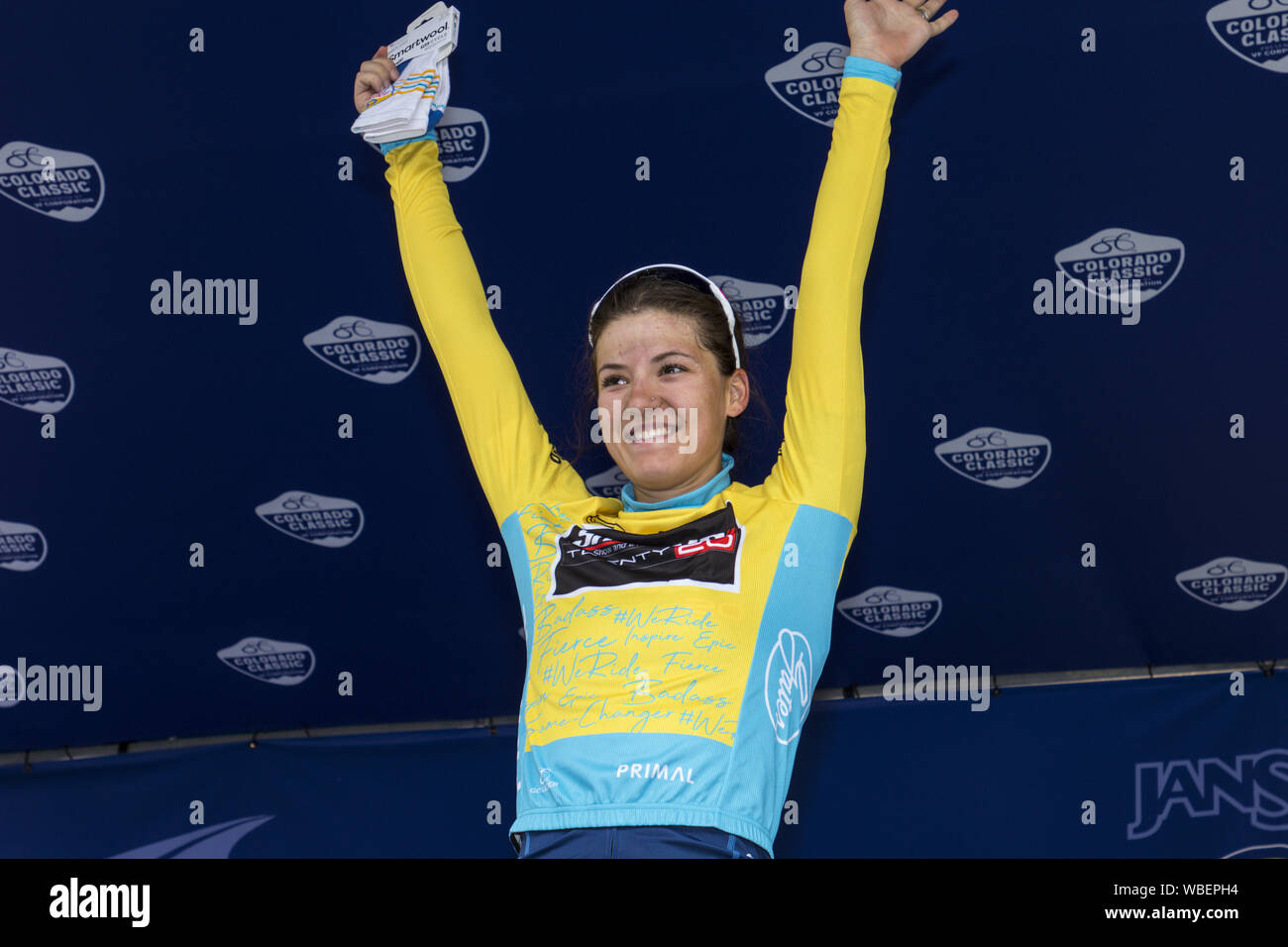 August 24, 2019: 2019 08 24 0335 dygert Podium gelb Credit: Beth Schneider/ZUMA Draht/Alamy leben Nachrichten Stockfoto