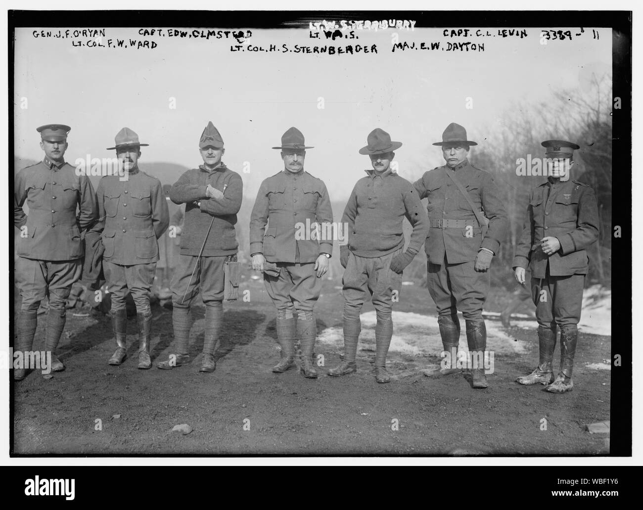 Gen. J.F. O'Ryan, Kapitän Edw. Olmstead, Leutnant W. Sterrburry, Kapitän C.L. Levin, Oberstleutnant F.W. Bezirk, Oberstleutnant H.S. Sternberger und Maj E.W. Dayton Abstract / Medium: 1 Negativ: Glas; 5 x 7 in. oder kleiner. Stockfoto