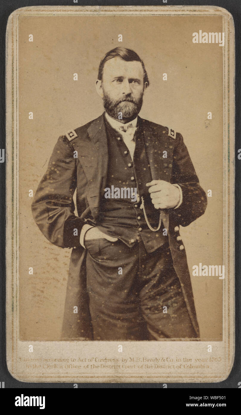 Gen. Ulysses S. Grant in Uniform]/M.B. Brady & Co. Nationalen fotografische Porträt Galerien, Nr. 352 Pennsylvania Av., Washington, D.C. und New York Abstract / Medium: 1 Foto auf carte de visite: albumen; 10,1 x 6,2 (mount) Stockfoto