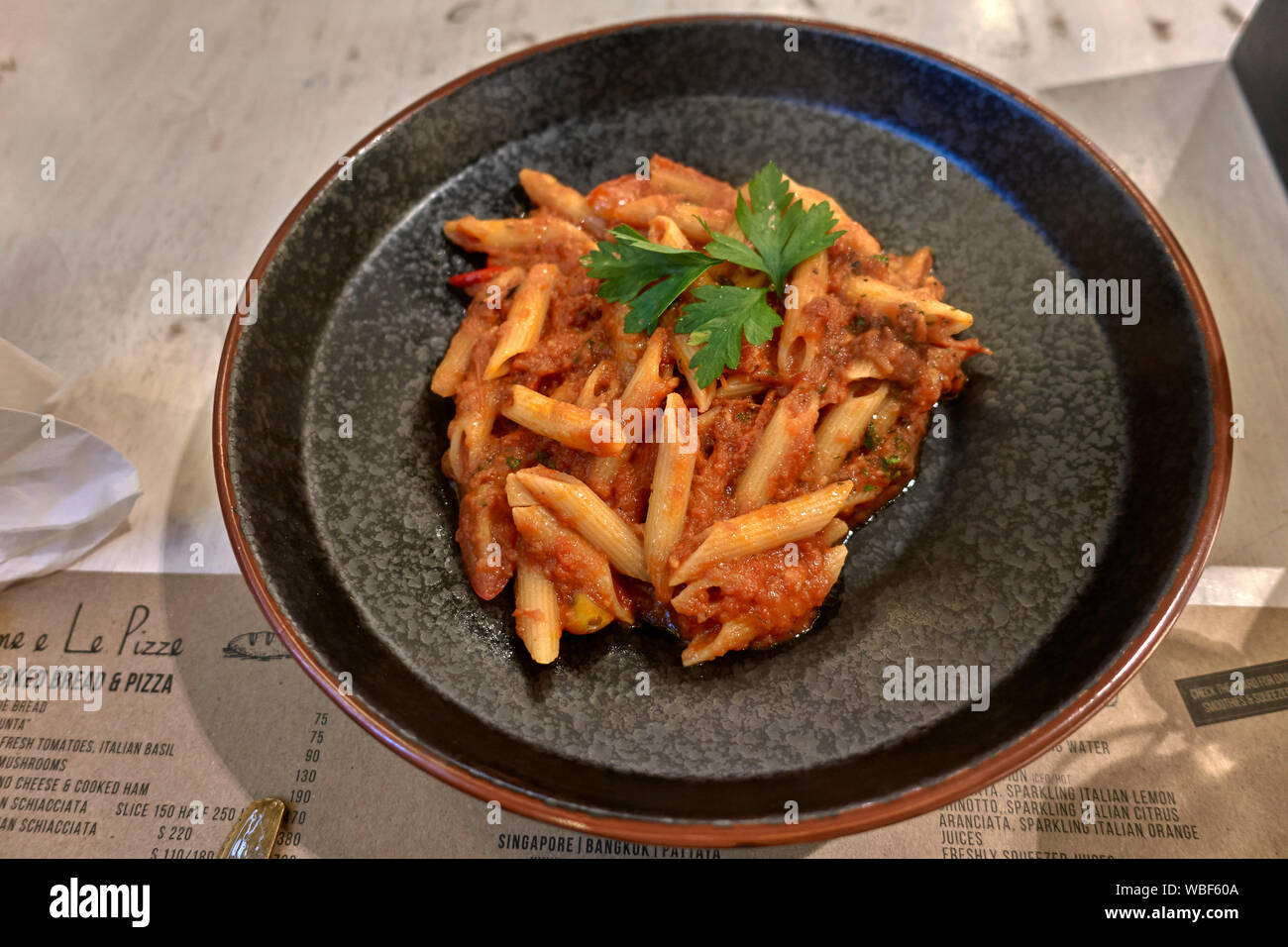 Pasta Arrabbiata, Penne all'Arrabbiata Stockfoto