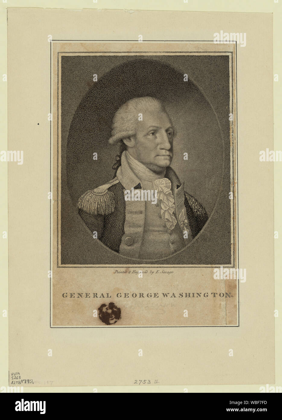 General George Washington/Malte & von E.Savage eingraviert. Abstract / Medium: 1 Print: Walze Gravur. Stockfoto