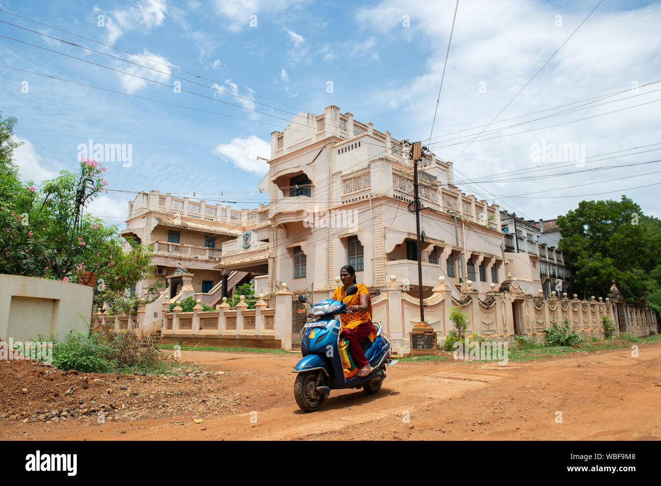 Karaikudi, Indien - 17. August 2019: Die 1000 Windows Haus in Chettinad. Stockfoto