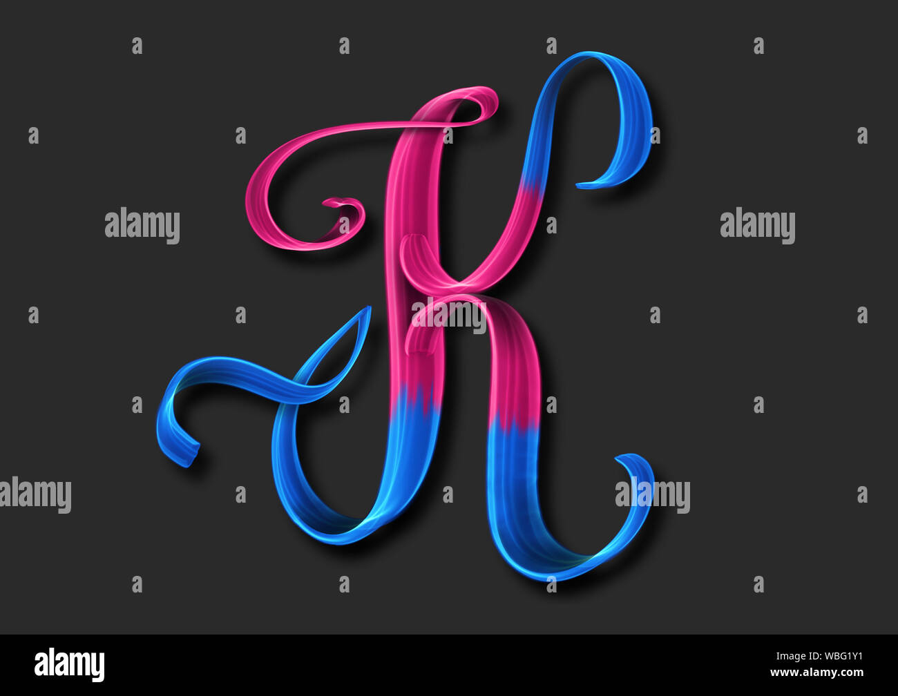 Großbuchstabe k elegante Schriftzüge 3D-Darstellung Stockfoto